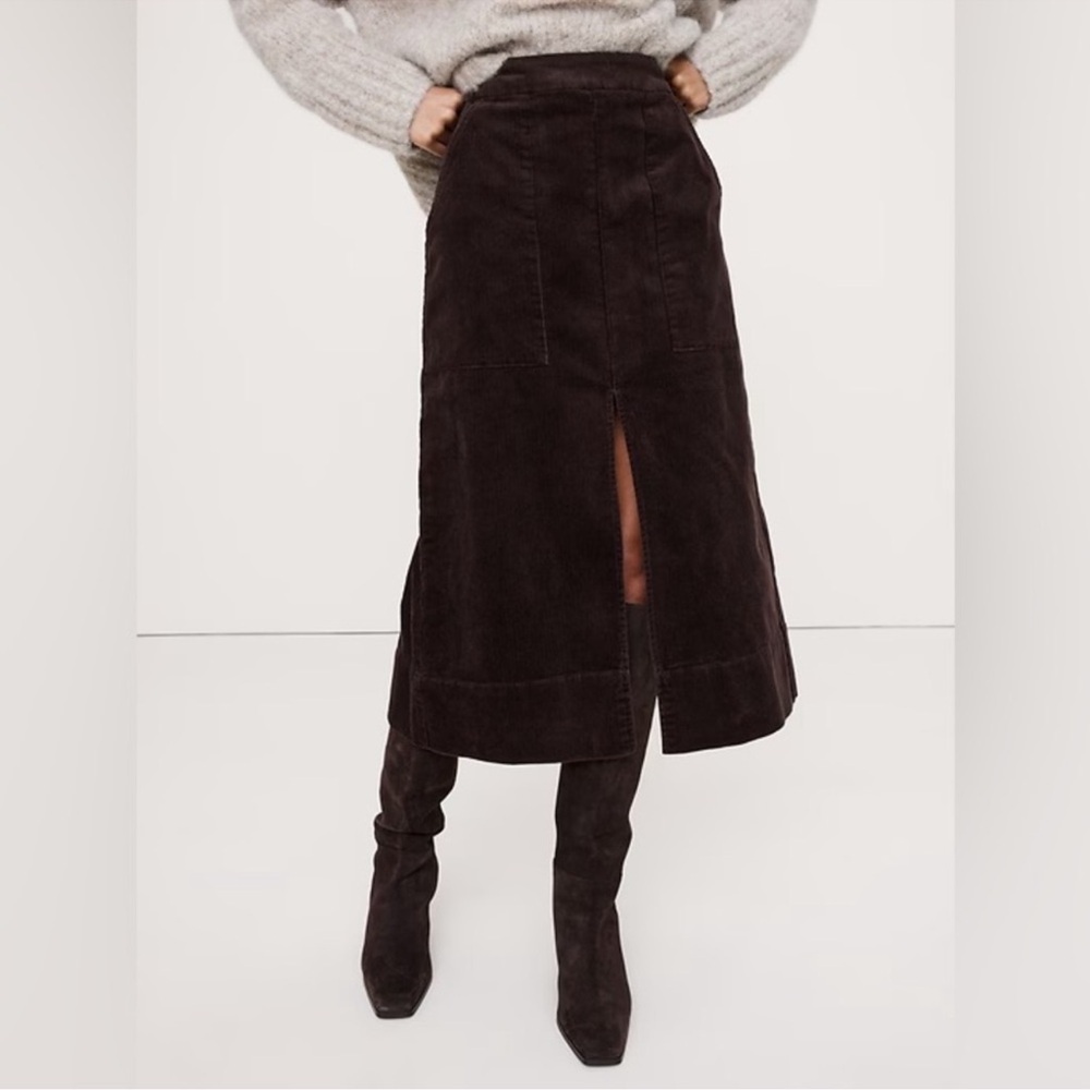 NWT! Banana Republic Sonoma Wine Red Corduroy Midi Skirt - 818697 📝
